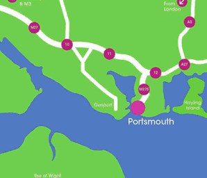 map showing portsmouth port with condor ferries